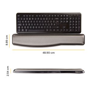 Fellowes Keyboard Wrist Rest - Premium Gel Wrist Rest with Non Skid Rubber Base - Adjustable Ergonomic Wrist Support for Computer, Laptop, Home Office Use - Black