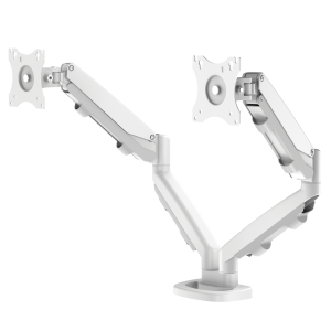 Fellowes Eppa Dual Monitor Arm - Monitor Mount for 8KG 40 inch Screens - Ergonomic Adjustable Monitor Arm Desk Mount - Tilt 90° Swivel 360° Rotation 360°, VESA 75 x 75/100 x 100 - White