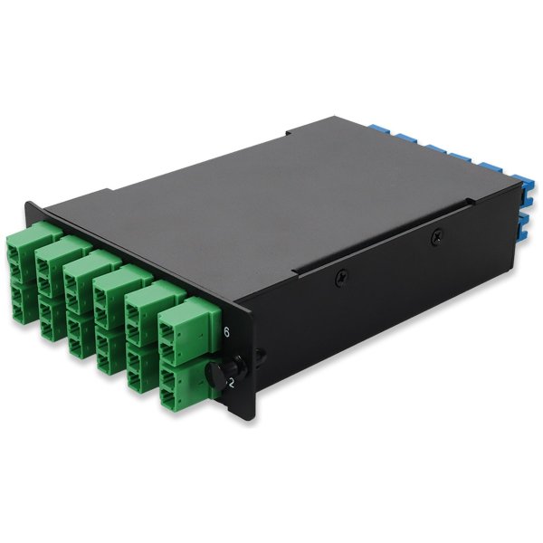 4-Bay Cassette 24-Fiber 12 Duplex CS In, 12 ALC Duplex Out, Single-mode Duplex OS2