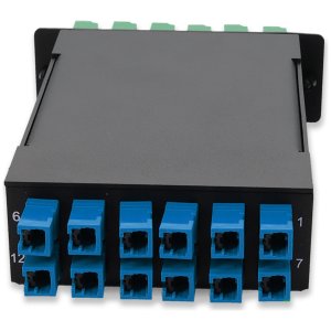 4-Bay Cassette 24-Fiber 12 Duplex CS In, 12 ALC Duplex Out, Single-mode Duplex OS2