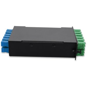 4-Bay Cassette 24-Fiber 12 Duplex CS In, 12 ALC Duplex Out, Single-mode Duplex OS2