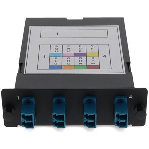 4-Bay Cassette 12-Fiber MPO In, 4 LC Duplex Out, Multi-mode Duplex OS2