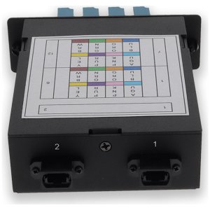 4-Bay Cassette 2x 12-Fiber MPO In, 8 LC Duplex Out, Single-mode Duplex OS2