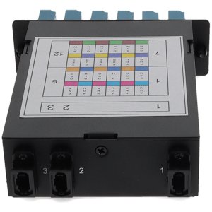 4-Bay Cassette 3x 12-Fiber MPO In, 12 LC Duplex Out, Single-mode Duplex OS2