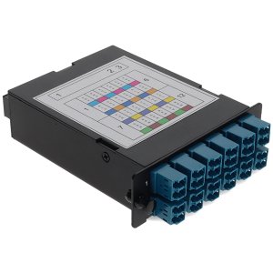 4-Bay Cassette 3x 12-Fiber MPO In, 12 LC Duplex Out, Single-mode Duplex OS2