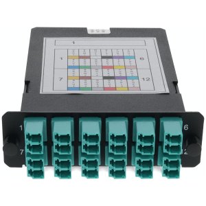 4-Bay Cassette 24-Fiber MPO In, 12 LC Duplex Out, Multi-mode Duplex OM4 - MPO type A