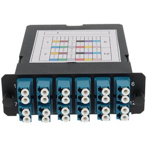 4-Bay Cassette 24-Fiber MPO In, 12 LC Duplex Out, Single-mode Duplex OS2 - MPO Type A