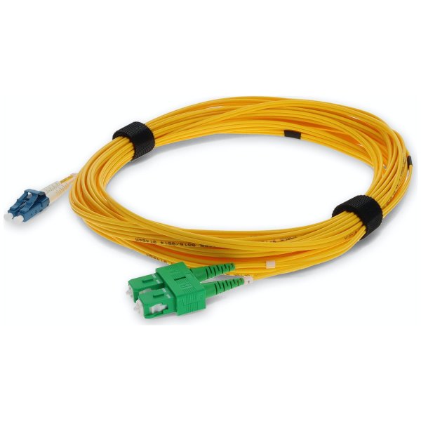 7m ASC (Male) to LC (Male) Yellow OS2 Duplex Fiber OFNR (Riser-Rated) Miniboot Patch Cable with Serialized Labels