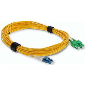 7m ASC (Male) to LC (Male) Yellow OS2 Duplex Fiber OFNR (Riser-Rated) Miniboot Patch Cable with Serialized Labels