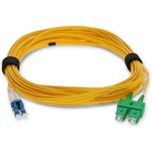 7m ASC (Male) to LC (Male) Yellow OS2 Duplex Fiber OFNR (Riser-Rated) Miniboot Patch Cable with Serialized Labels