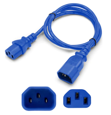 C13 Female/C14 Male, 14AWG, 100 - 250 V, 10 A, 0.91 m, Blue