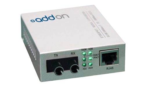 AddOn Networks 1000Base-TX(RJ45) to 1000Base-LX(ST), 1310nm network media converter 1000 Mbit/s Single-mode Silver