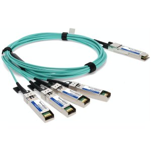 Arista Networks CAB-Q-S-AOC-10M to Fortinet FN-TRAN-SFP+SR Compatible TAA Compliant 40GBase-AOC QSFP+ to 4xSFP+ Active Optical Cable (850nm, MMF, 10m)