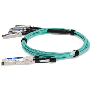 Arista Networks CAB-Q-S-AOC-1M to Fortinet FG-TRAN-QSFP-4XSFP Compatible TAA Compliant 40GBase-AOC QSFP+ to 4xSFP+ Active Optical Cable (850nm, MMF, 1m)