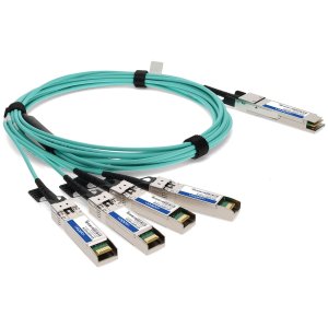 Arista Networks CAB-Q-S-AOC-1M to Fortinet FG-TRAN-QSFP-4XSFP Compatible TAA Compliant 40GBase-AOC QSFP+ to 4xSFP+ Active Optical Cable (850nm, MMF, 1m)