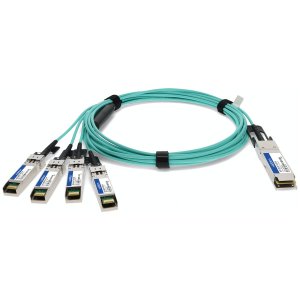 Arista Networks CAB-Q-S-AOC-1M to Fortinet FG-TRAN-QSFP-4XSFP Compatible TAA Compliant 40GBase-AOC QSFP+ to 4xSFP+ Active Optical Cable (850nm, MMF, 1m)