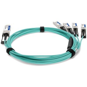 Arista Networks CAB-Q-S-AOC-5M to Fortinet FG-TRAN-QSFP-4SFP-5 Compatible TAA Compliant 40GBase-AOC QSFP+ to 4xSFP+ Active Optical Cable (850nm, MMF, 5m)