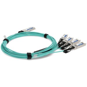 Arista Networks CAB-Q-S-AOC-5M to Fortinet FG-TRAN-QSFP-4SFP-5 Compatible TAA Compliant 40GBase-AOC QSFP+ to 4xSFP+ Active Optical Cable (850nm, MMF, 5m)