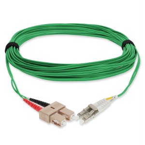 10m SC (Male) to LC (Male) Green OM4 Duplex Fiber OFNR (Riser-Rated) Patch Cable