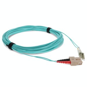 20m SC (Male) to LC (Male) Aqua OM4 Duplex Fiber TAA Compliant OFNR (Riser-Rated) Patch Cable