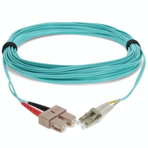 20m SC (Male) to LC (Male) Aqua OM4 Duplex Fiber TAA Compliant OFNR (Riser-Rated) Patch Cable