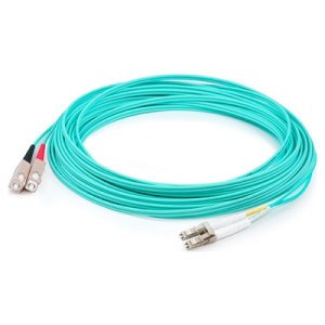 3m LC (Male) to SC (Male) Aqua OM3 Duplex Fiber LSZH-Rated Patch Cable