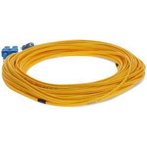 15m LC (Male) to SC (Male) Yellow OS2 Duplex Fiber OFNR (Riser-Rated) Miniboot Patch Cable with Serialized Labels