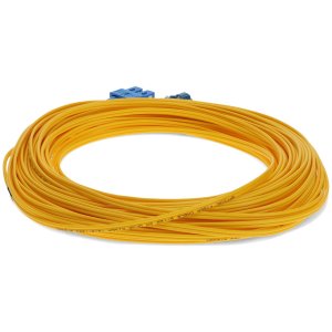 15m LC (Male) to SC (Male) Yellow OS2 Duplex Fiber OFNR (Riser-Rated) Miniboot Patch Cable with Serialized Labels