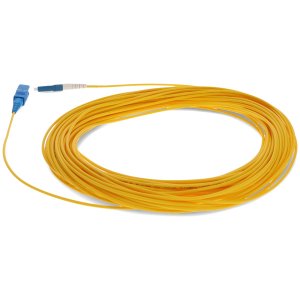 20m LC (Male) to SC (Male) Yellow OS2 Simplex Fiber OFNR (Riser-Rated) Miniboot Patch Cable with Serialized Labels