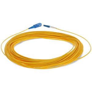 20m LC (Male) to SC (Male) Yellow OS2 Simplex Fiber OFNR (Riser-Rated) Miniboot Patch Cable with Serialized Labels