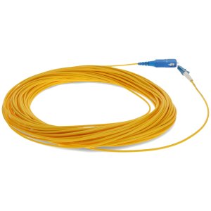 20m LC (Male) to SC (Male) Yellow OS2 Simplex Fiber OFNR (Riser-Rated) Miniboot Patch Cable with Serialized Labels