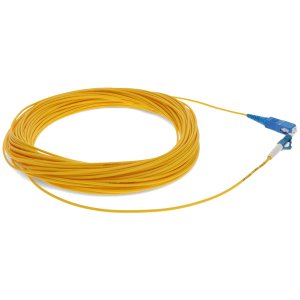 20m LC (Male) to SC (Male) Yellow OS2 Simplex Fiber OFNR (Riser-Rated) Miniboot Patch Cable with Serialized Labels