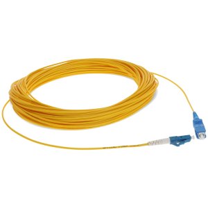 20m LC (Male) to SC (Male) Yellow OS2 Simplex Fiber OFNR (Riser-Rated) Miniboot Patch Cable with Serialized Labels