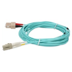 3m SC (Male) to LC (Male) Aqua OM4 Duplex Fiber OFNR (Riser-Rated) Miniboot Patch Cable with Serialized Labels