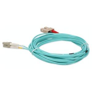 3m SC (Male) to LC (Male) Aqua OM4 Duplex Fiber OFNR (Riser-Rated) Miniboot Patch Cable with Serialized Labels