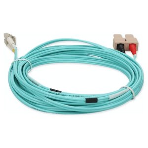 3m SC (Male) to LC (Male) Aqua OM4 Duplex Fiber OFNR (Riser-Rated) Miniboot Patch Cable with Serialized Labels