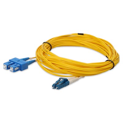 7m SC (Male) to LC (Male) Yellow OS2 Duplex Fiber OFNR (Riser-Rated) Miniboot Patch Cable with 1.6mm Jacket and Serialized Labels