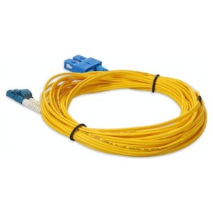 7m SC (Male) to LC (Male) Yellow OS2 Duplex Fiber OFNR (Riser-Rated) Miniboot Patch Cable with 1.6mm Jacket and Serialized Labels