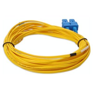 7m SC (Male) to LC (Male) Yellow OS2 Duplex Fiber OFNR (Riser-Rated) Miniboot Patch Cable with 1.6mm Jacket and Serialized Labels