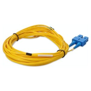 7m SC (Male) to LC (Male) Yellow OS2 Duplex Fiber OFNR (Riser-Rated) Miniboot Patch Cable with 1.6mm Jacket and Serialized Labels