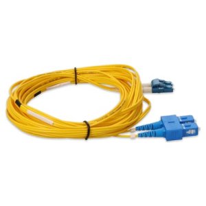 7m SC (Male) to LC (Male) Yellow OS2 Duplex Fiber OFNR (Riser-Rated) Miniboot Patch Cable with 1.6mm Jacket and Serialized Labels