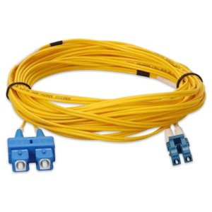 7m SC (Male) to LC (Male) Yellow OS2 Duplex Fiber OFNR (Riser-Rated) Miniboot Patch Cable with 1.6mm Jacket and Serialized Labels