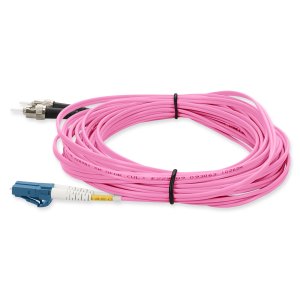 10m ST (Male) to LC (Male) Pink OS2 Duplex Fiber OFNR (Riser-Rated) TAA Compliant Patch Cable