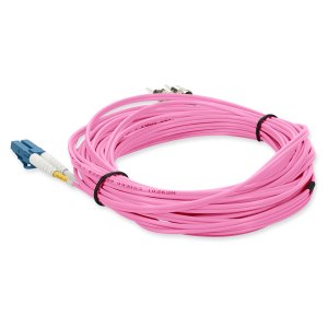 10m ST (Male) to LC (Male) Pink OS2 Duplex Fiber OFNR (Riser-Rated) TAA Compliant Patch Cable