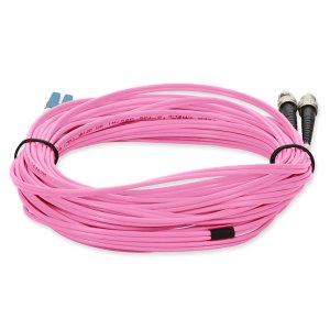 10m ST (Male) to LC (Male) Pink OS2 Duplex Fiber OFNR (Riser-Rated) TAA Compliant Patch Cable