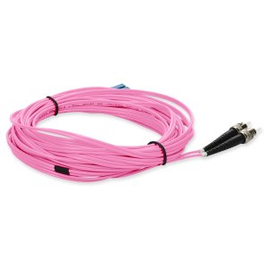 10m ST (Male) to LC (Male) Pink OS2 Duplex Fiber OFNR (Riser-Rated) TAA Compliant Patch Cable