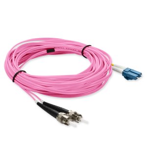 10m ST (Male) to LC (Male) Pink OS2 Duplex Fiber OFNR (Riser-Rated) TAA Compliant Patch Cable