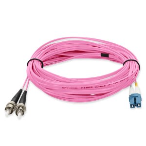 10m ST (Male) to LC (Male) Pink OS2 Duplex Fiber OFNR (Riser-Rated) TAA Compliant Patch Cable