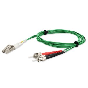 1m LC (Male) to ST (Male) Green OM4 Duplex Fiber OFNR (Riser-Rated) TAA Compliant Fiber Patch Cable