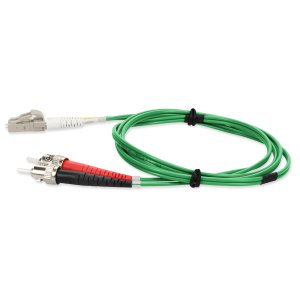 1m LC (Male) to ST (Male) Green OM4 Duplex Fiber OFNR (Riser-Rated) TAA Compliant Fiber Patch Cable